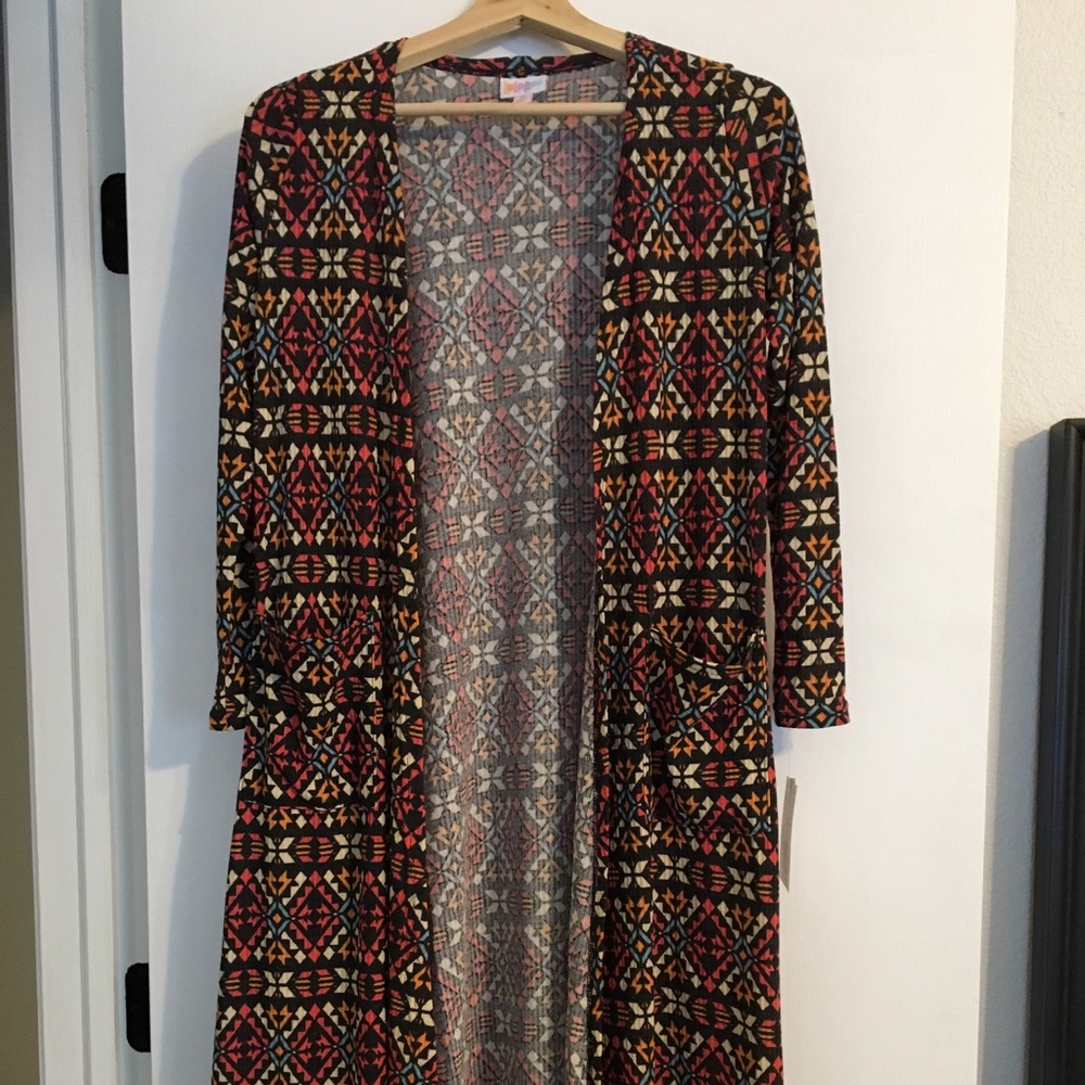LuLaRoe Sarah long cardigan multicolor size xs